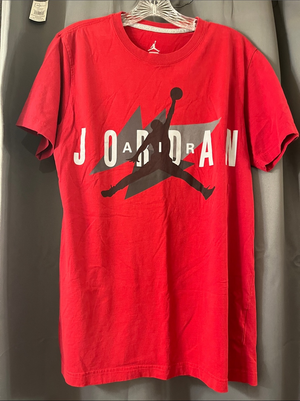 Jordan Red Tee with Black Jumpman and White Lettering